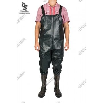 Рыбацкий полукомбинезон на силиконом сапоге с мягким наколенником ПК силикон