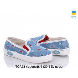 Детские мокасины ТСА-23 джинс красный - фото 2