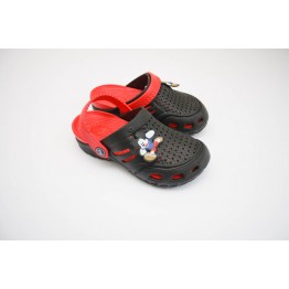 Детские сабо Crocs черн-красн/черн-бирюза